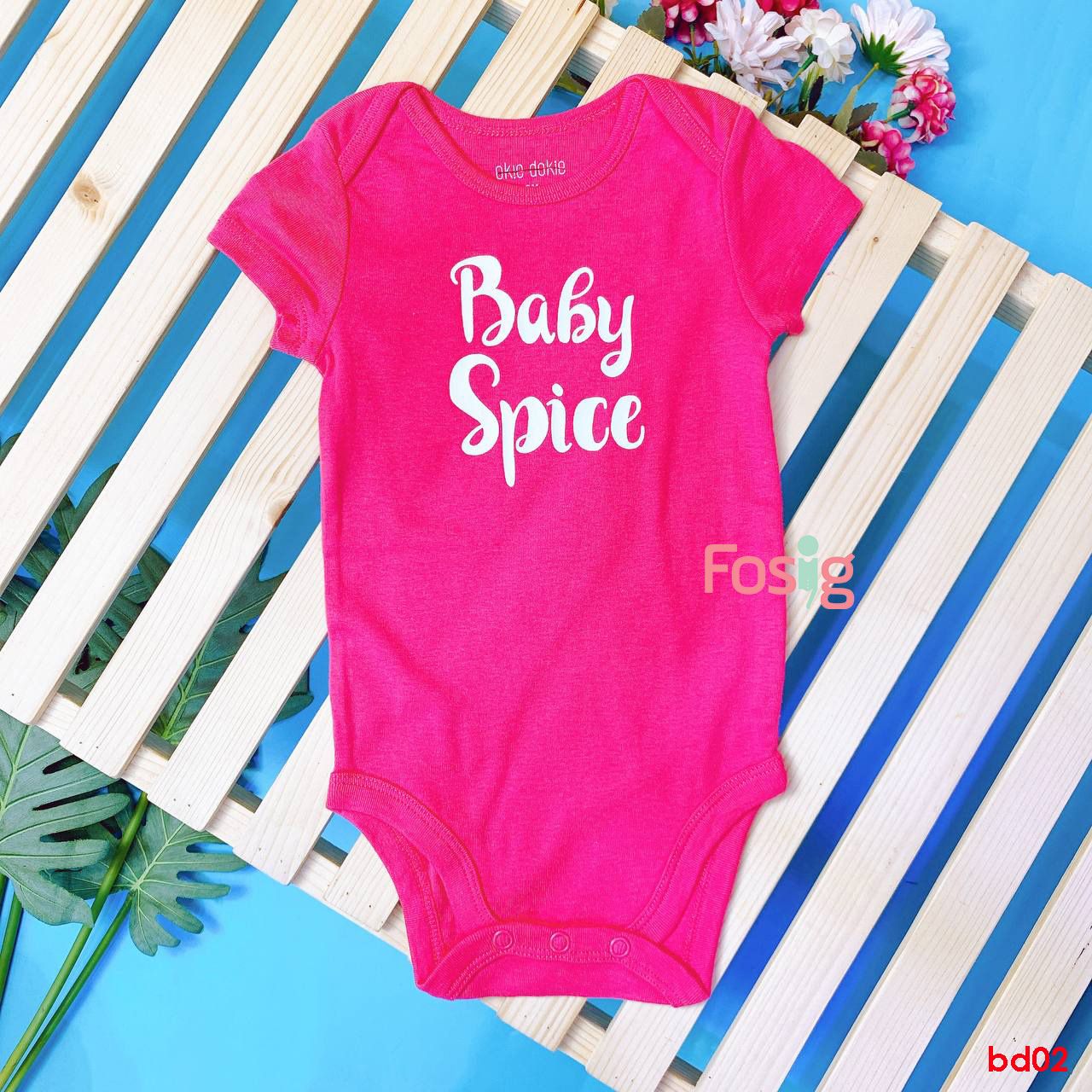  [9-12m Bodysuit Tay Ngắn Bé Gái OD - Hồng Baby 