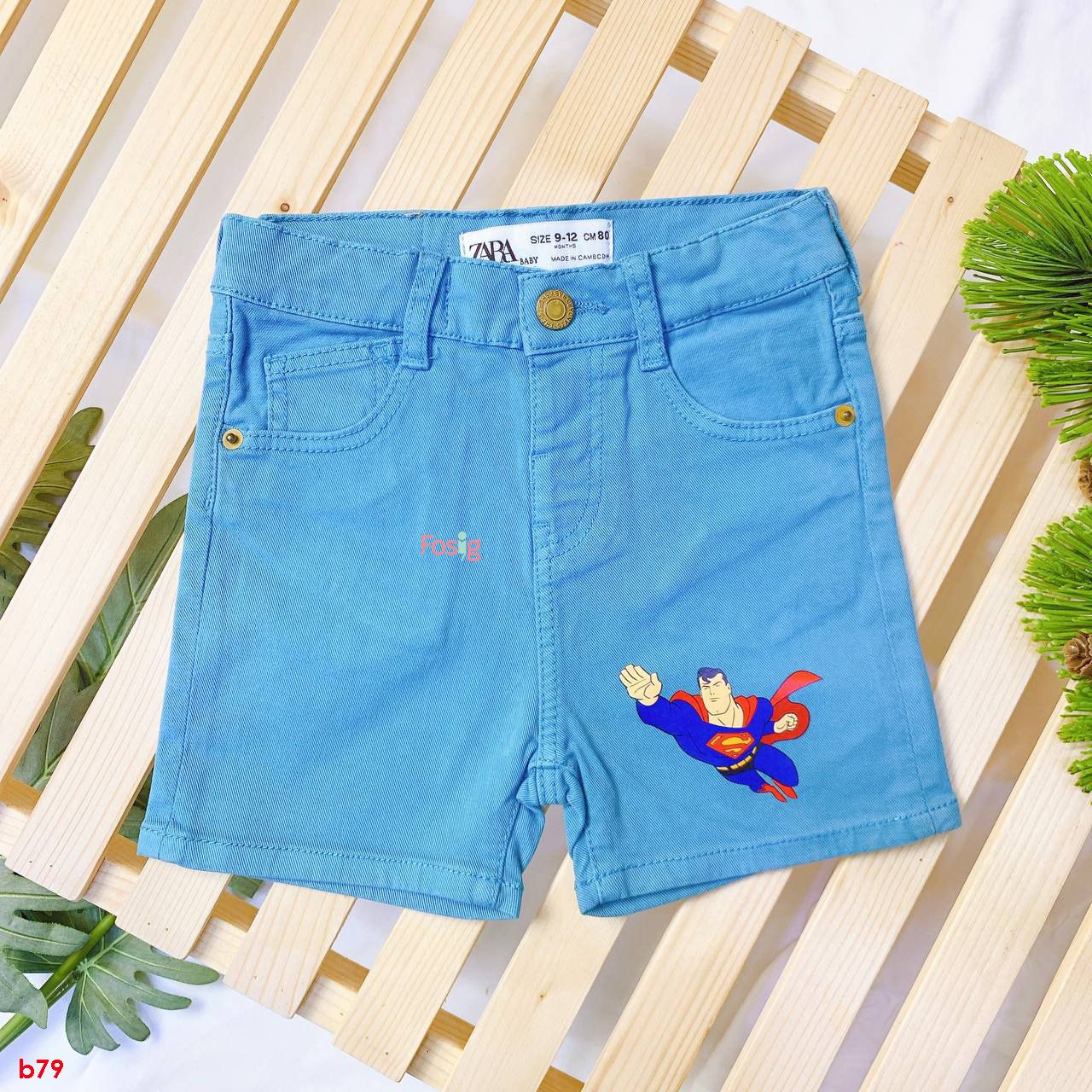  [13-14kg] Quần Short Zra Bé Trai - Xanh Superman 