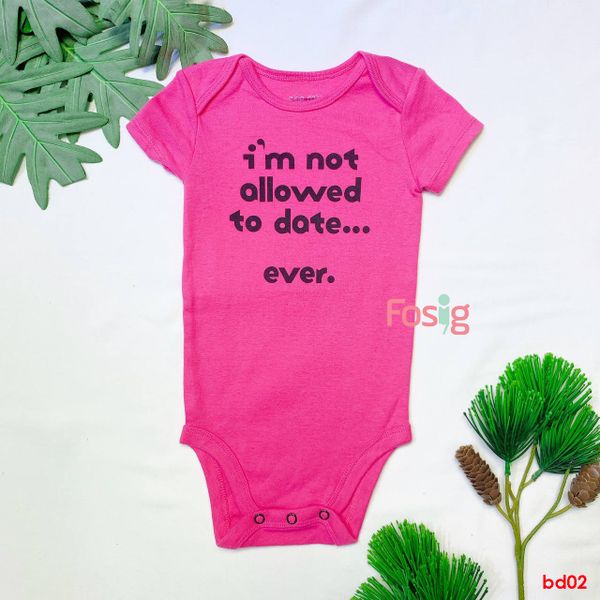  [9-12m; 18-24m] Bodysuit Tay Ngắn Bé Gái OD - Hồng Chữ Đen 