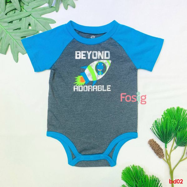  [3-6m] Bodysuit Tay Ngắn Bé Trai OD - Xám Tên Lửa 