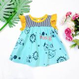  [0-6m] Đầm Cotton Cánh Tiên Bé Gái CJ - Sọc Đen Xanh 