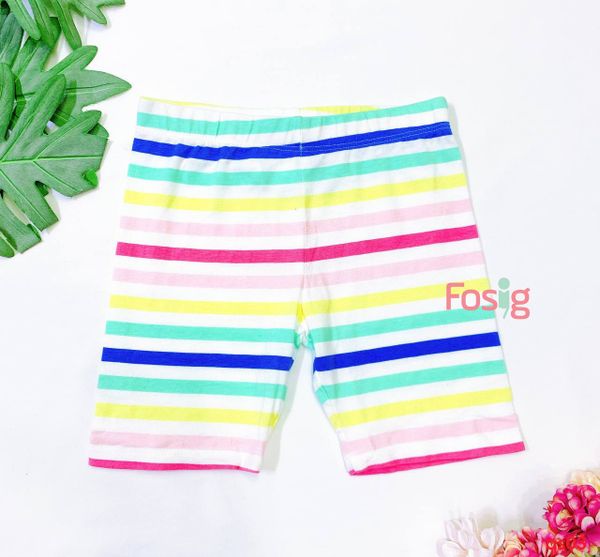  [11-12kg] Quần Short Bé Gái - Trắng Sọc Màu 