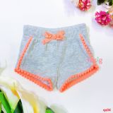  [0-3m; 12-18m] Quần Short Bé Gái JB - Xám Bông Cam 