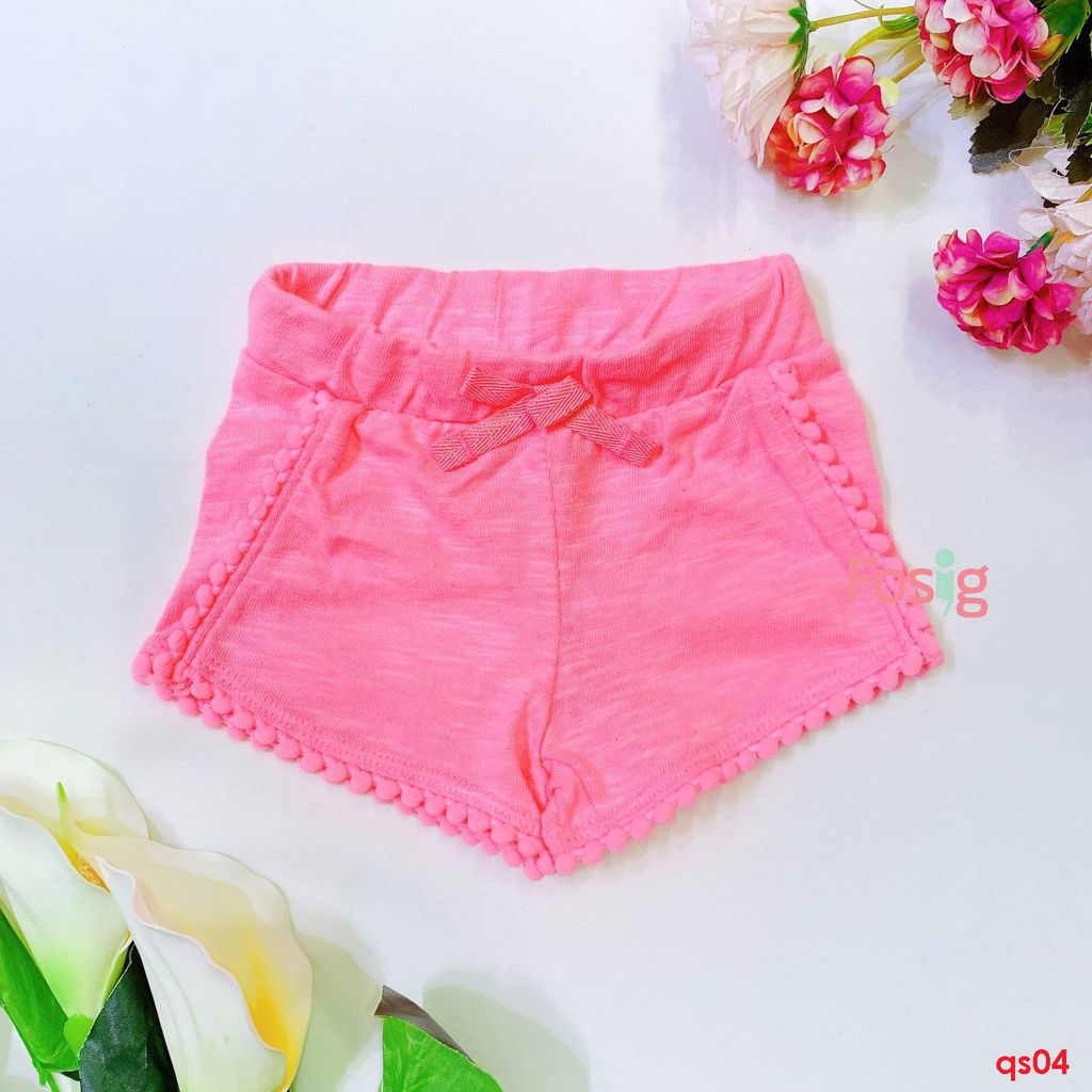  [3-6m] Quần Short Bé Gái JB - Hồng Bông Nơ 