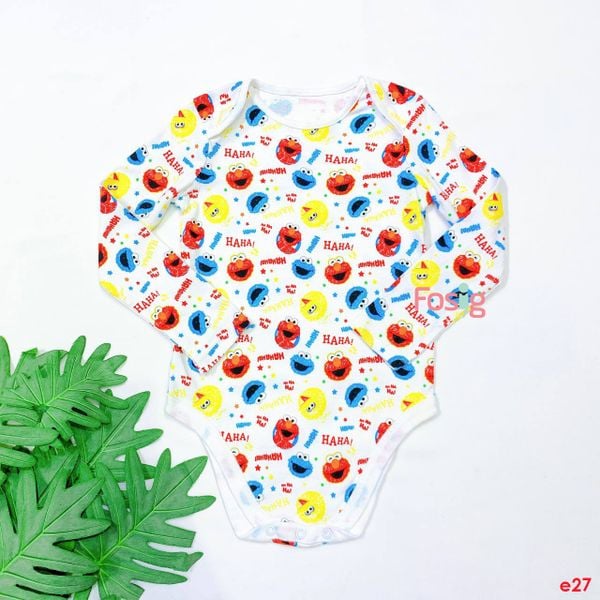  [10-12kg] Bodysuit Tay Dài Bé Trai - Trắng Monter Nhỏ 