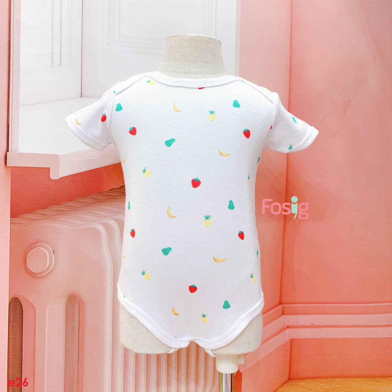  [10-15kg] Bodysuit Tay Ngắn Bé Trai - Trắng Hoa Qủa 