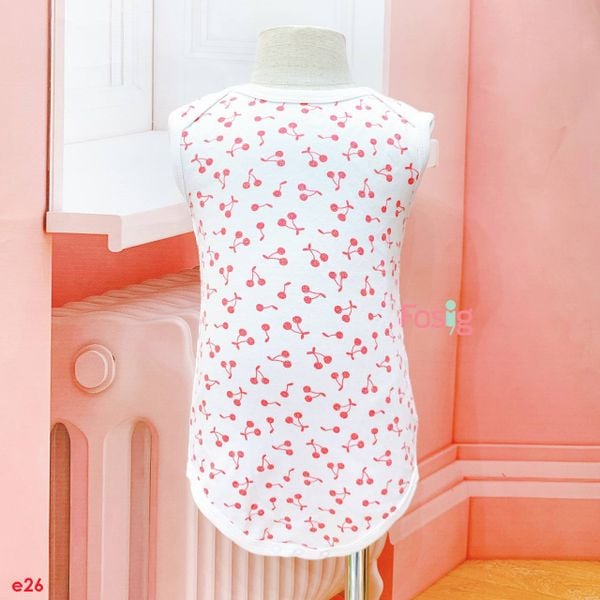  [10-12kg] Bodysuit 3 Lỗ Bé Gái - Trắng Cherry 