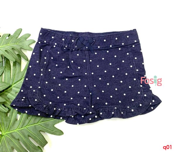  [9-10kg ; 19-21kg] Quần Short Da Cá Bé Gái Cter - Navy Trắng Chấm 