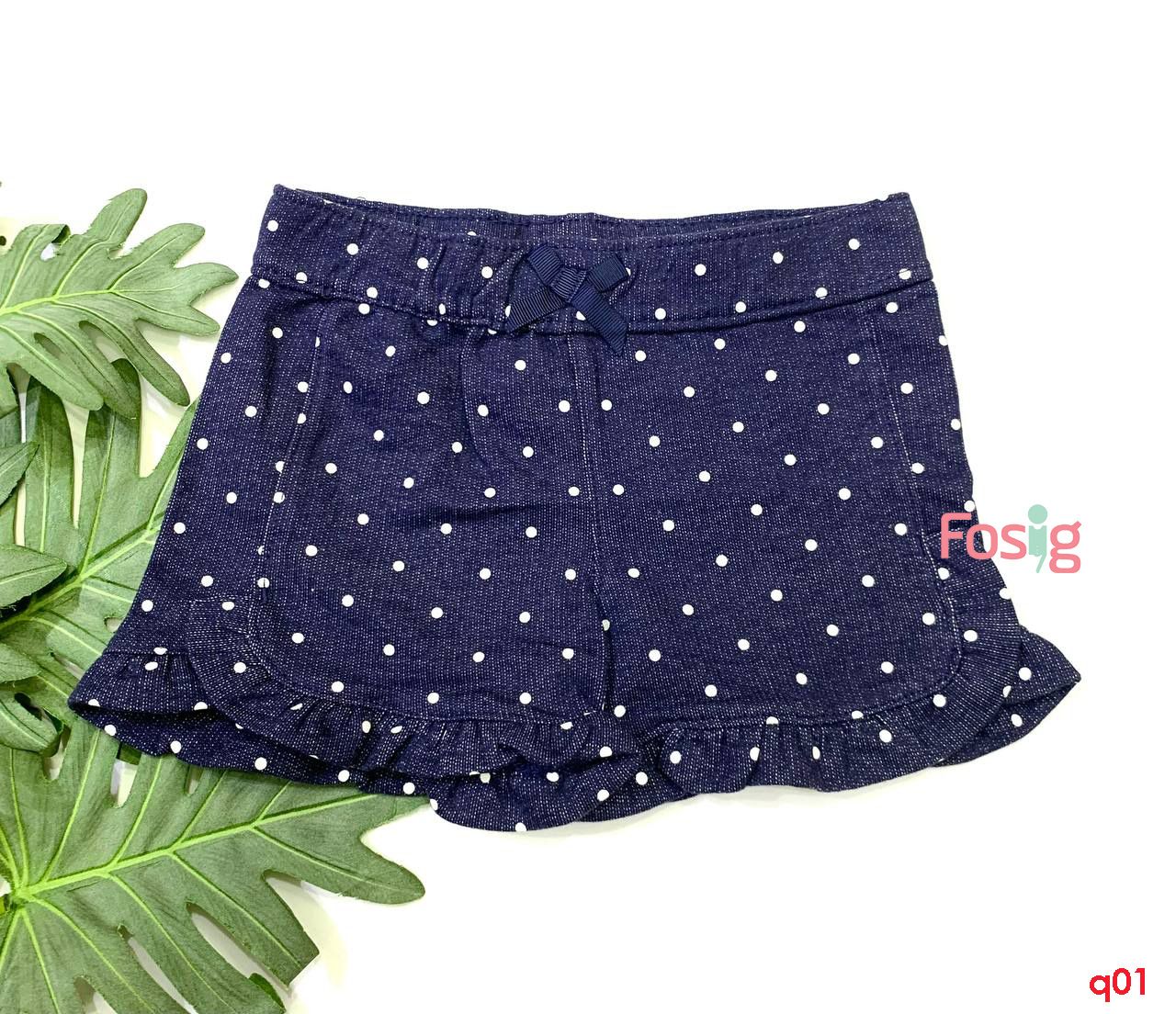  [9-10kg ; 19-21kg] Quần Short Da Cá Bé Gái Cter - Navy Trắng Chấm 