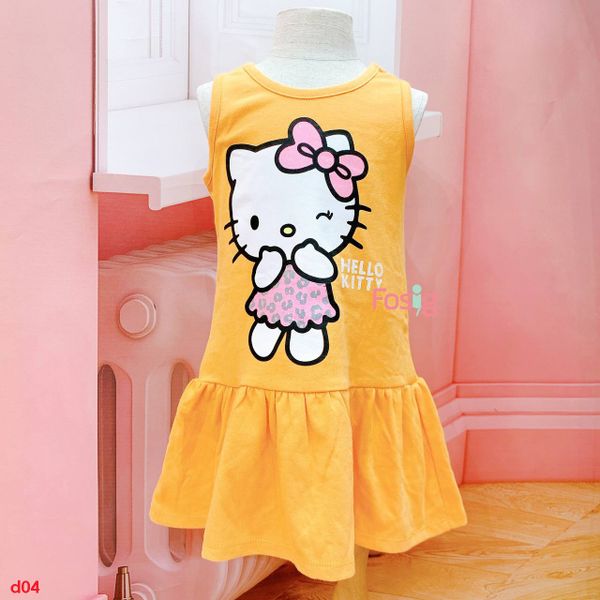  [22-25kg] Đầm Cotton Sát Nách Bé Gái HM - Cam Kitty 