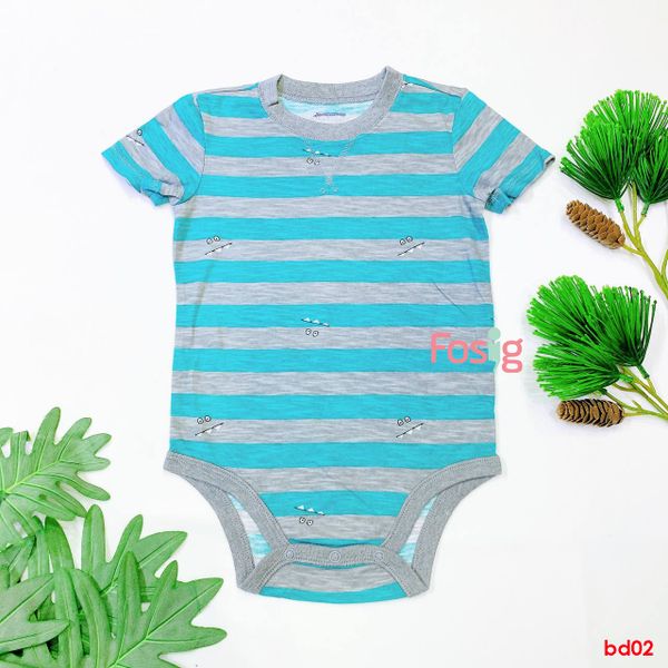  [12-18m] Bodysuit Tay Ngắn Bé Trai OD - Sọc Xanh Xám Qủy 