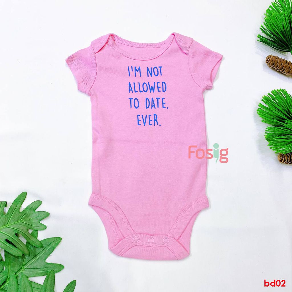  [0-3m] Bodysuit Tay Ngắn Bé Gái OD - Hồng Chữ Xanh 