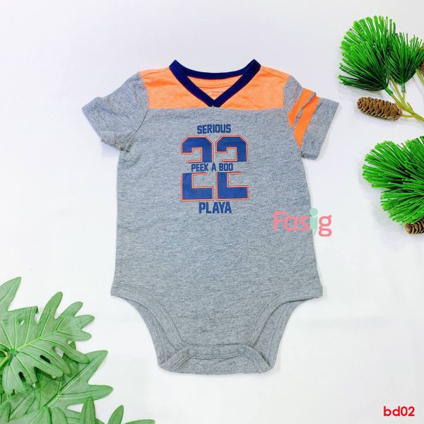  [3-6m; 12-18m] Bodysuit Tay Ngắn Bé Trai OD - Xám Serious 