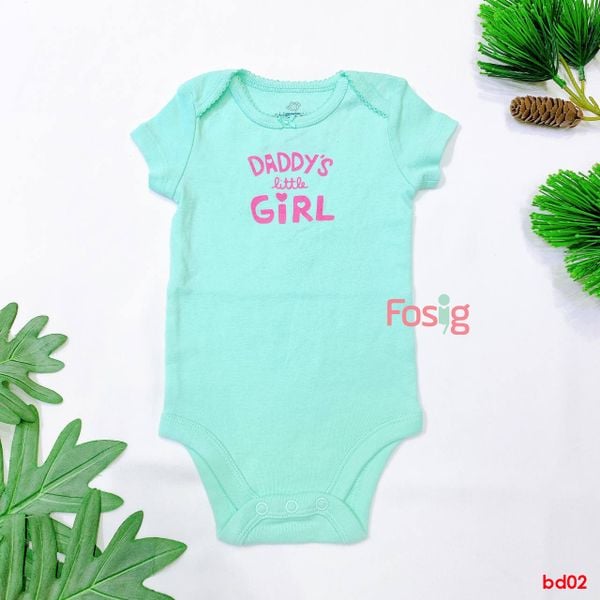  [0-6m] Bodysuit Tay Ngắn Bé Gái OD - Xanh Girl 