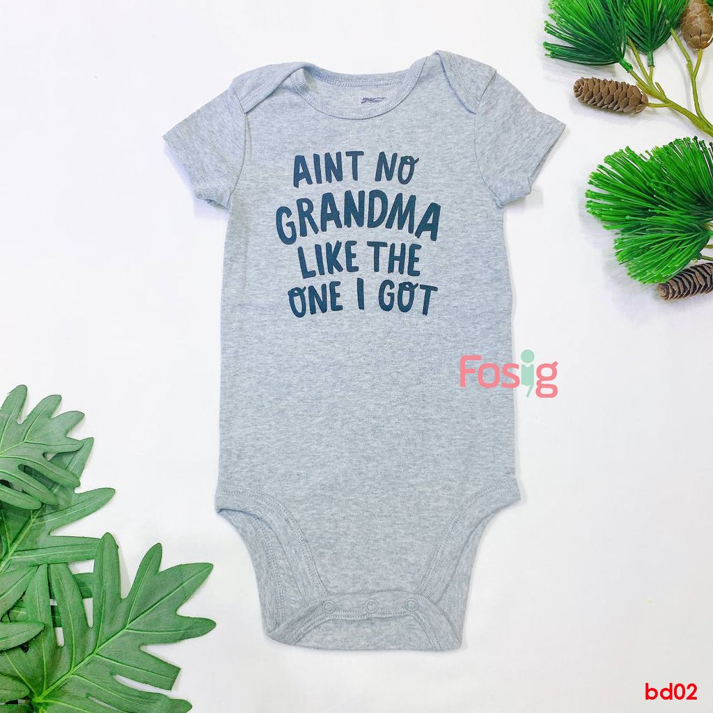  [9-12m] Bodysuit Tay Ngắn Bé Trai OD - Xám Aint No 