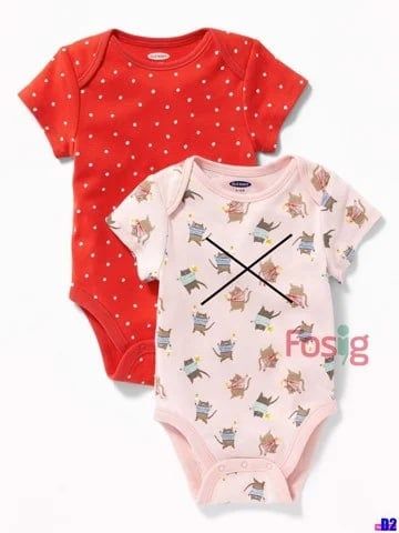  [0-3M] Bodysuit Tay Ngắn Bé Gái ON - Đỏ Chấm Trắng 