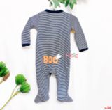  [9m] Sleepsuit Cúc Bấm Có Vớ Bé Trai Cter - Sọc Đen BOO 