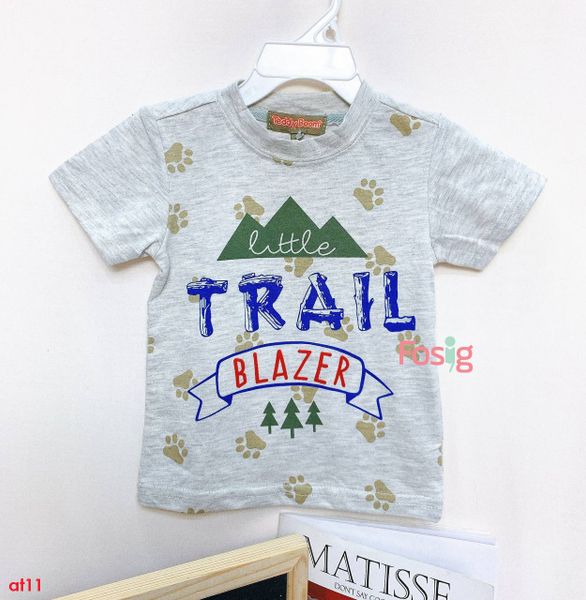  [3-6m] Áo Thun Tay Ngắn Bé Trai TB - Xám Trail 