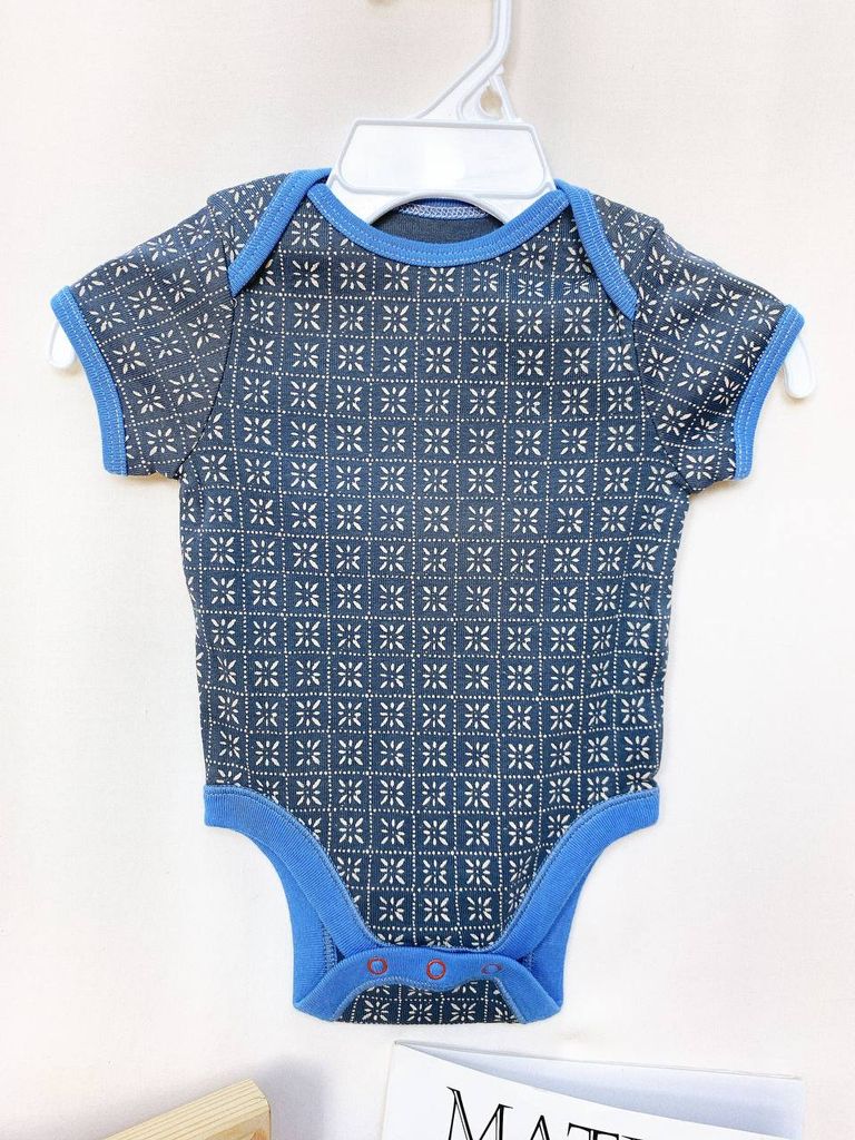  [0-3M ; 6-12M] Bodysuit Tay Ngắn Bé Trai ON - Xám Đậm Họa Tiết 