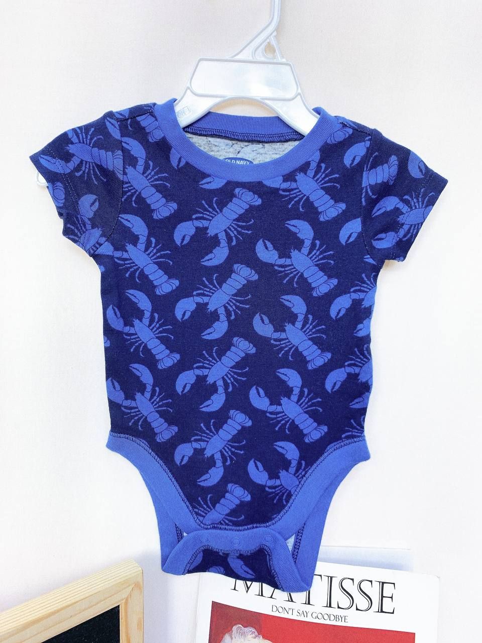  [0-3M ; 6-18M] Bodysuit Tay Ngắn Bé Trai ON - Navy Tôm Xanh 