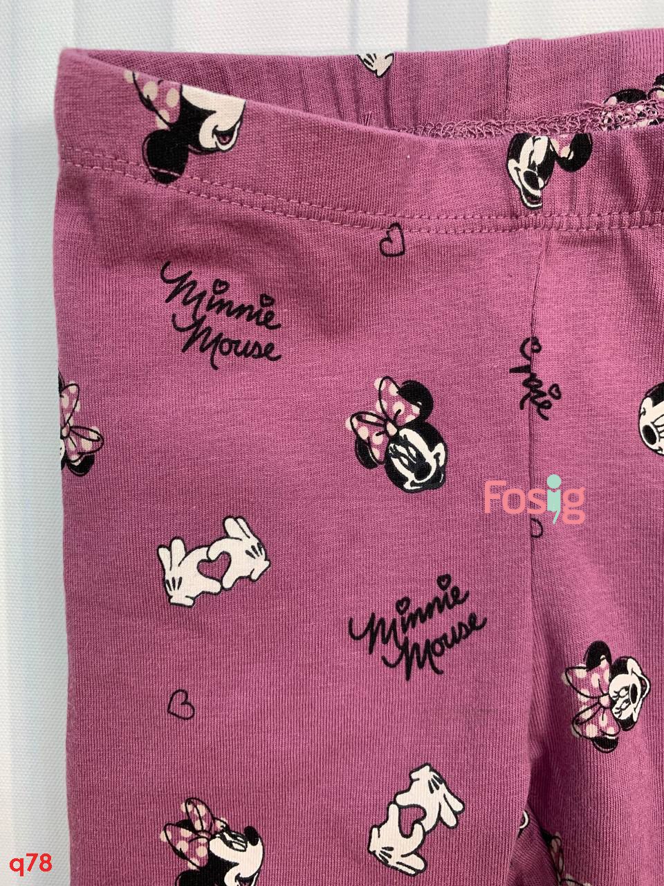  [4m-2T] Quần Thun Legging Bé Gái HM - Tím Mickey 