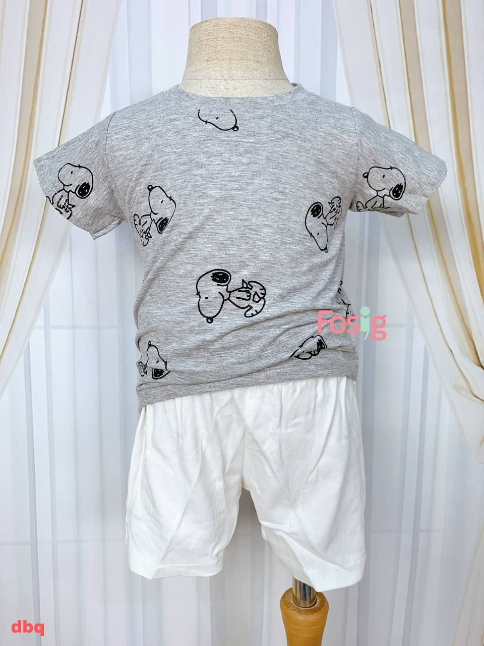  [12-13kg] Set Đồ Bộ Ngắn Bé Trai - Xám Snoopy N 