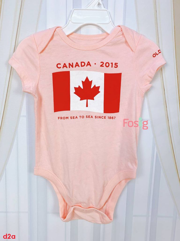  [3-6M 12-18M] Bodysuit Tay Ngắn Bé Gái ON - Hồng Canada 