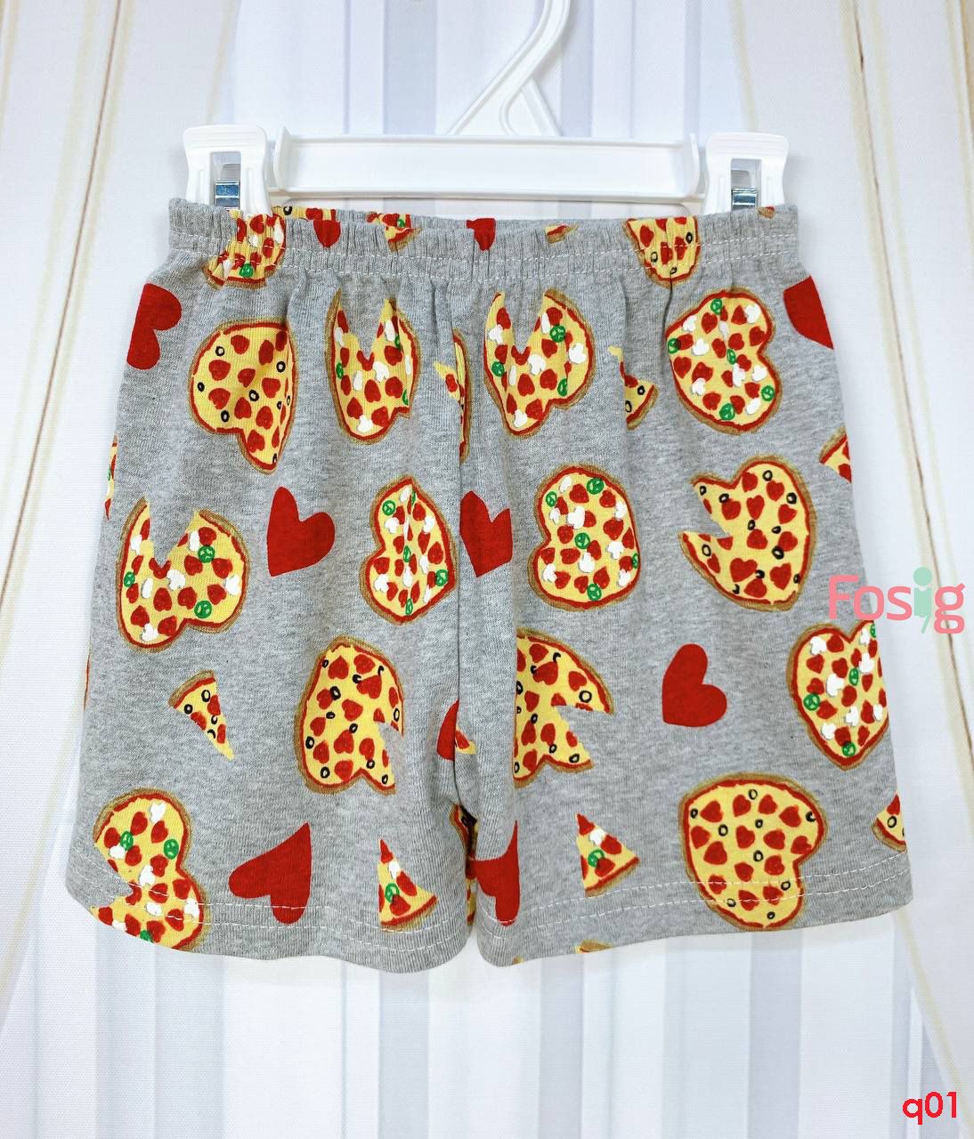  [7-10kg] Quần Đùi Cho Bé Gái - Xám Tim Pizza 