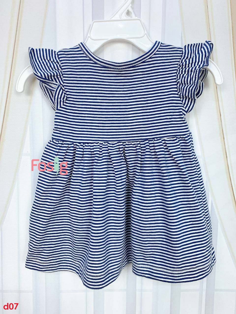  [0-9m] Đầm Thun Cotton Cánh Tiên Bé Gái Cter - Sọc Navy Bọ 