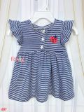  [0-9m] Đầm Thun Cotton Cánh Tiên Bé Gái Cter - Sọc Navy Bọ 