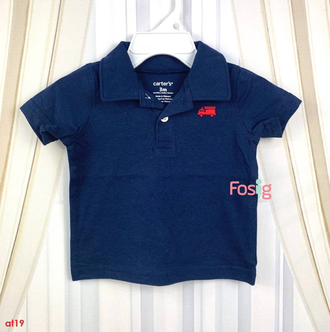  [0-3m] Áo Thun Polo Tay Ngắn Bé Trai Cter - Navy Xe Đỏ 