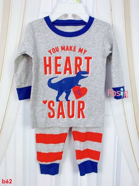  [3-6m] Set Đồ Bộ Dài Bé Trai Cter - Xám/Heart 