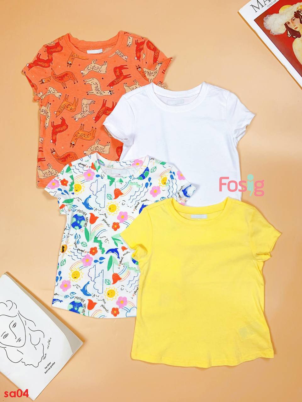  [8-9kg ; 11-14kg ; 16-18kg] Set 4 Áo Thun tay Ngắn Bé Gái ON - SA04 [Combo ngẫu nhiên] 