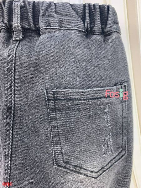  [28-33kg] Quần Jean Jogger Lưng Thun Bé Trai - Đen Hổ 