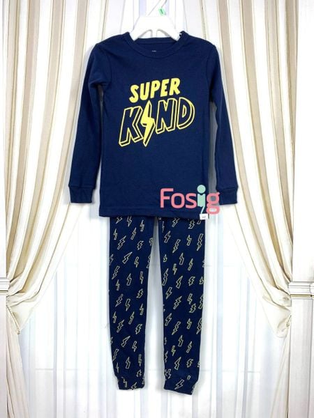  [12M ; 16-17kg] Set Đồ Bộ Dài Bé Trai GP2 - Navy Super 