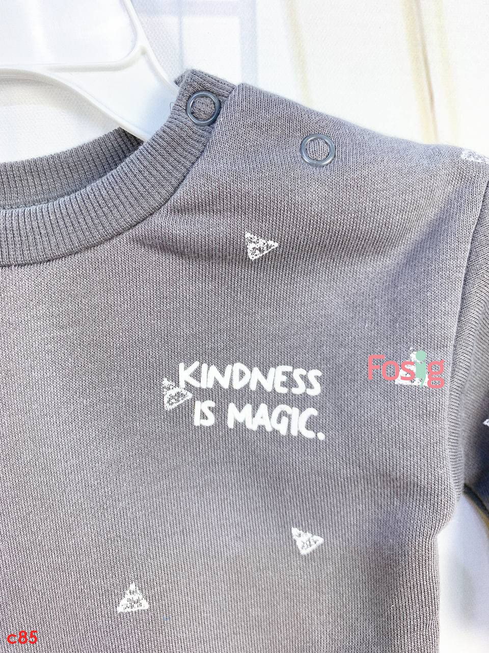  [3-6m] Áo Nỉ Tay Dài Bé Trai PM - Xám Đen Kindness 