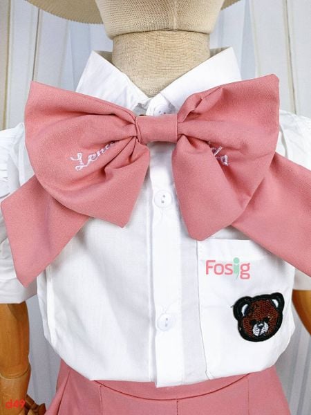  14-15kg; 16-17kg] Set Áo Kèm Chân Váy Bé Gái - Trắng Gấu VH 