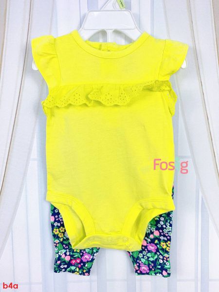  [3-6m] Set Bodysuit Và Quần Bé Gái Cter - Vàng Ren 