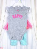  [0-3m] Set Bodysuit Và Quần Bé Gái Cter - Xám Happy 