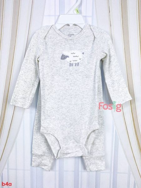  [3-6m] Set Bodysuit Và Quần Bé Trai Cter - Xám Cừu Trắng 