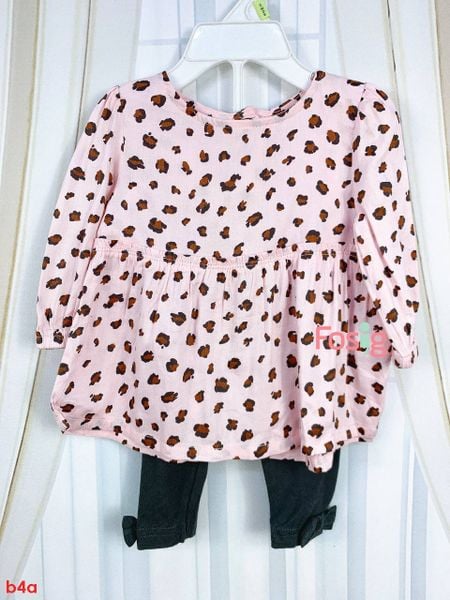  [6-7kg; 3-6m] Set Đồ Bộ Bé Gái Cter - Hồng Da Beo 