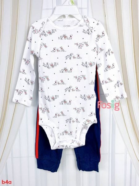  9-10kg Set Bodysuit Và Quần Bé Trai Cter - Trắng Chó Nhỏ 