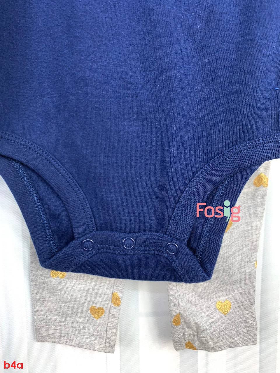  [0-3m] Set Bodysuit Và Quần Bé Gái Cter - Navy Mặt Cười 