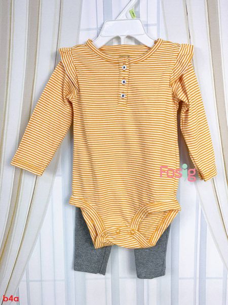  [9-12m] Set Bodysuit Và Quần Bé Gái Cter - Sọc Vàng 