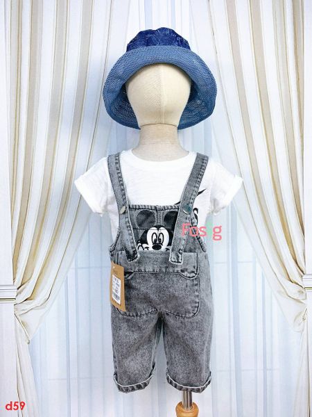  [12-13kg] Set Quần Yếm Bé Trai - Trắng Đen Mickey 