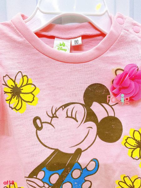  [12-13kg] Áo Thun Tay Ngắn Bé Gái DN - Hồng Hoa Minnie 