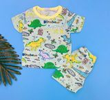  [7-9kg] Set Đồ Bộ Ngắn Thun Giấy Bé Trai LK - Xanh KL Dinosaur 