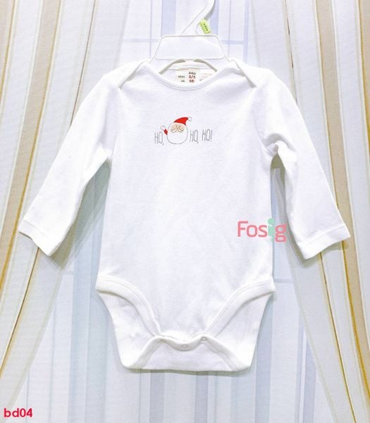  [13-14kg] Bodysuit Tay Dài Bé Trai Zra - Trắng Ông Già Noel 