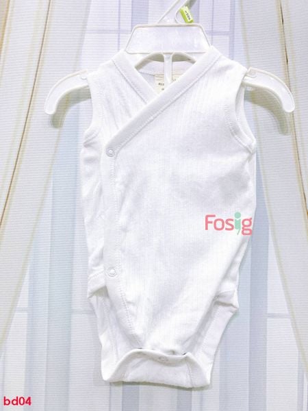  [0-1m] Bodysuit 3 Lỗ Cài Hông Bé Trai Zra - Trắng Sọc 