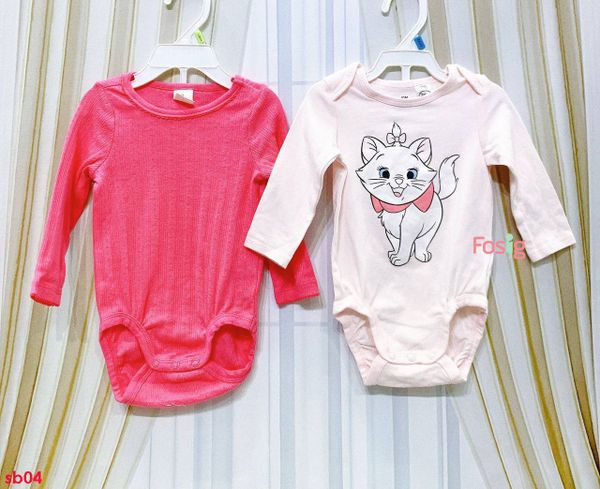  [2m-2T] Set 2 Bodysuit Tay Dài Bé Gái HM - Combo ngẫu nhiên 